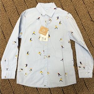 Mayoral Light Blue Kids Button Down Shirt with Skater Print